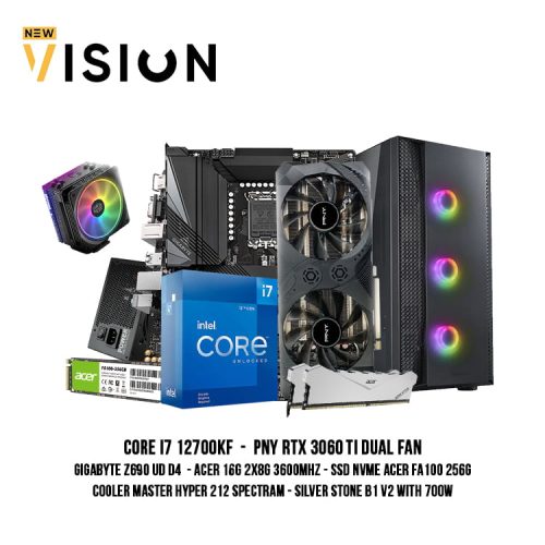 core-i7-12700kf-pny-rtx-3060ti-dual-fan-gigabyte-z690-ud-d4-acer-2x16g-3600mhz-ssd-nvme-acer-fa100-256g-silver-stone-b1-v2-with-700w-cooler-master-hyper-212-spectram